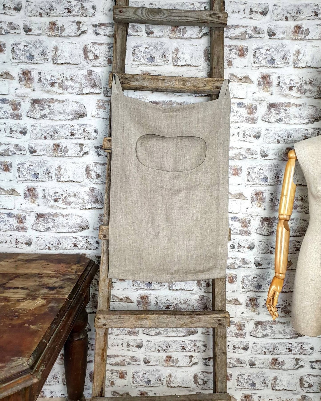 Hanging Laundry Bag, Large Laundry Hamper Bag From Rough Linen, Door