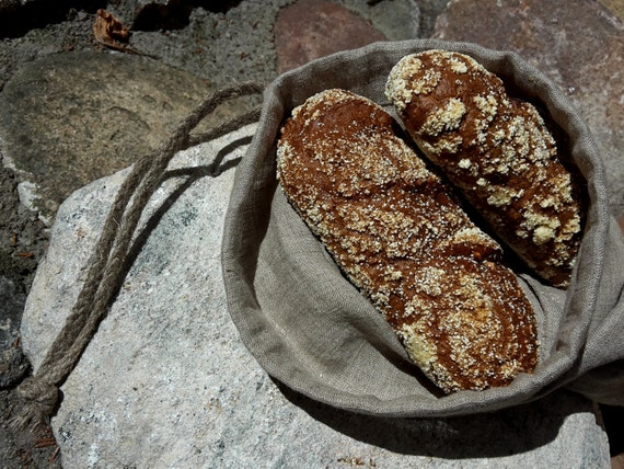 Linen Bread Bags - Breathable Food Drawstring Storage Bag To Keep