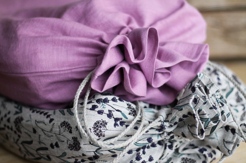 Linen laundry bag, large custom color linen laundry bag, dusty pink lingerie bag, reusable storage bag with handmade cord, laundry hamper image 5