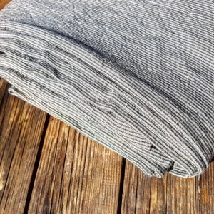 Washed striped linen tablecloth wide hem mitered corners, stonewashed farmhouse tablecloth wit stripes, wedding table decor, dining decor image 6