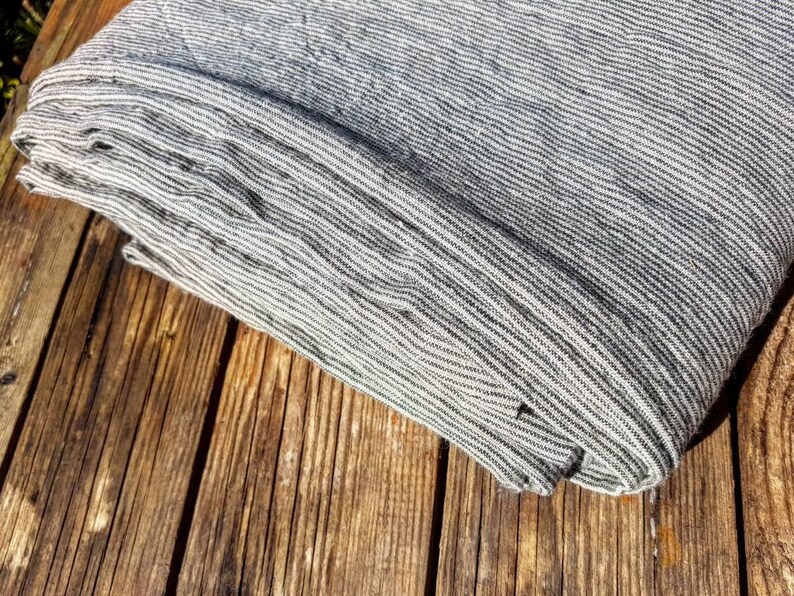 Washed striped linen tablecloth wide hem mitered corners, stonewashed farmhouse tablecloth wit stripes, wedding table decor, dining decor image 6