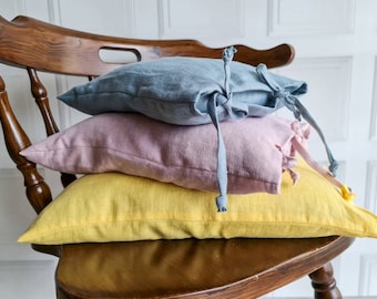 Buckwheat hulls linen pillow, pillow with buckwheat hulls, linen cover case