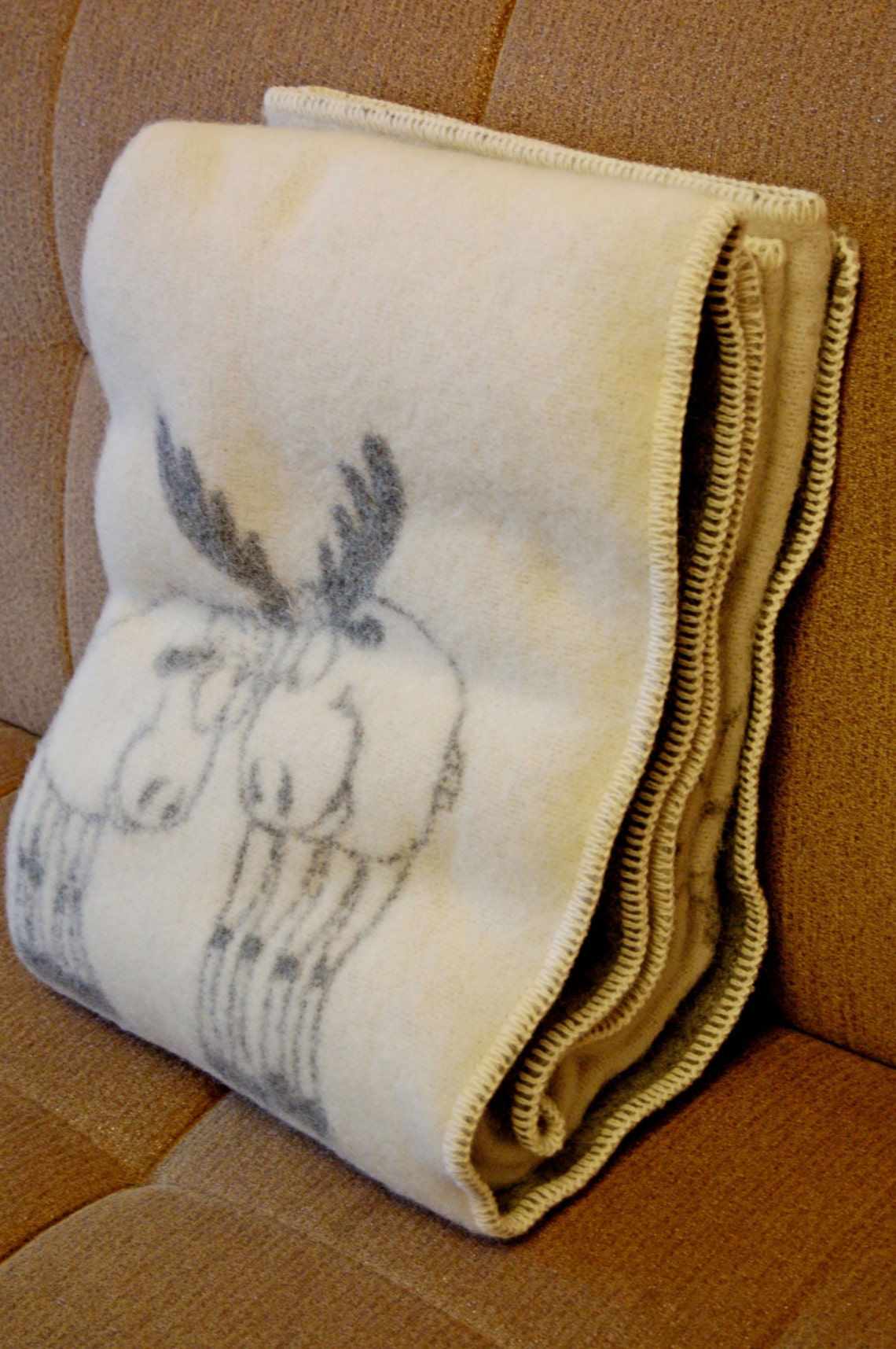 Natural Wool Blanket 130x200cm Pure Woolen Throw With Elks Etsy