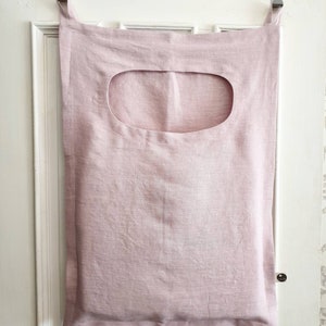 Bolsa de lavandería de lino, bolsa de lavandería de lino de tamaño y color personalizado grande, bolsa de lavandería en la pared, bolsa de puerta colgante, bolsa de cesta de lavandería, bolsa de ropa imagen 4