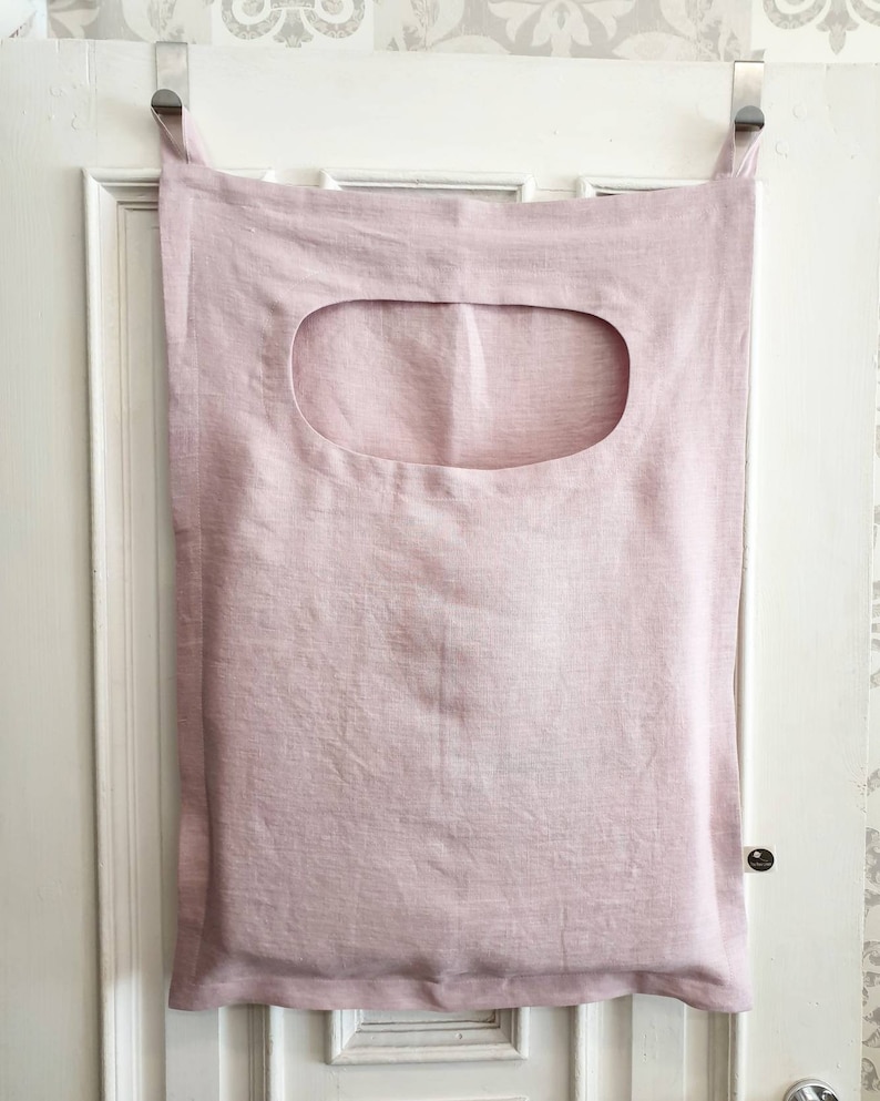 Linen laundry bag, large custom color and size linen laundry bag, laundry bag on wall, hanging door bag, laundry hamper bag, clothes bag image 4