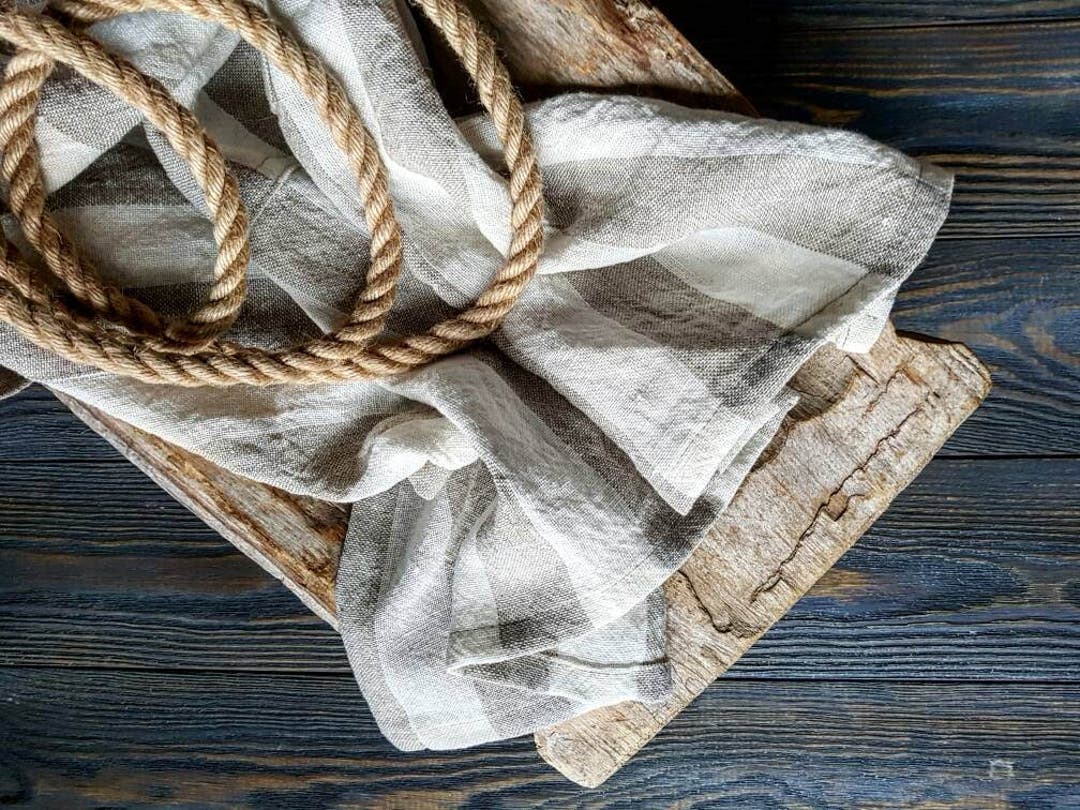 Thick Linen Tea Towels in Various Patterns, Handmade Kitchen Towels, Rough  Linen Hand Towels, Rustic Dish Towels 