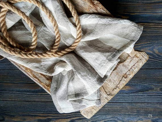 Japanese Thick Linen Kitchen Towels, Stripe
