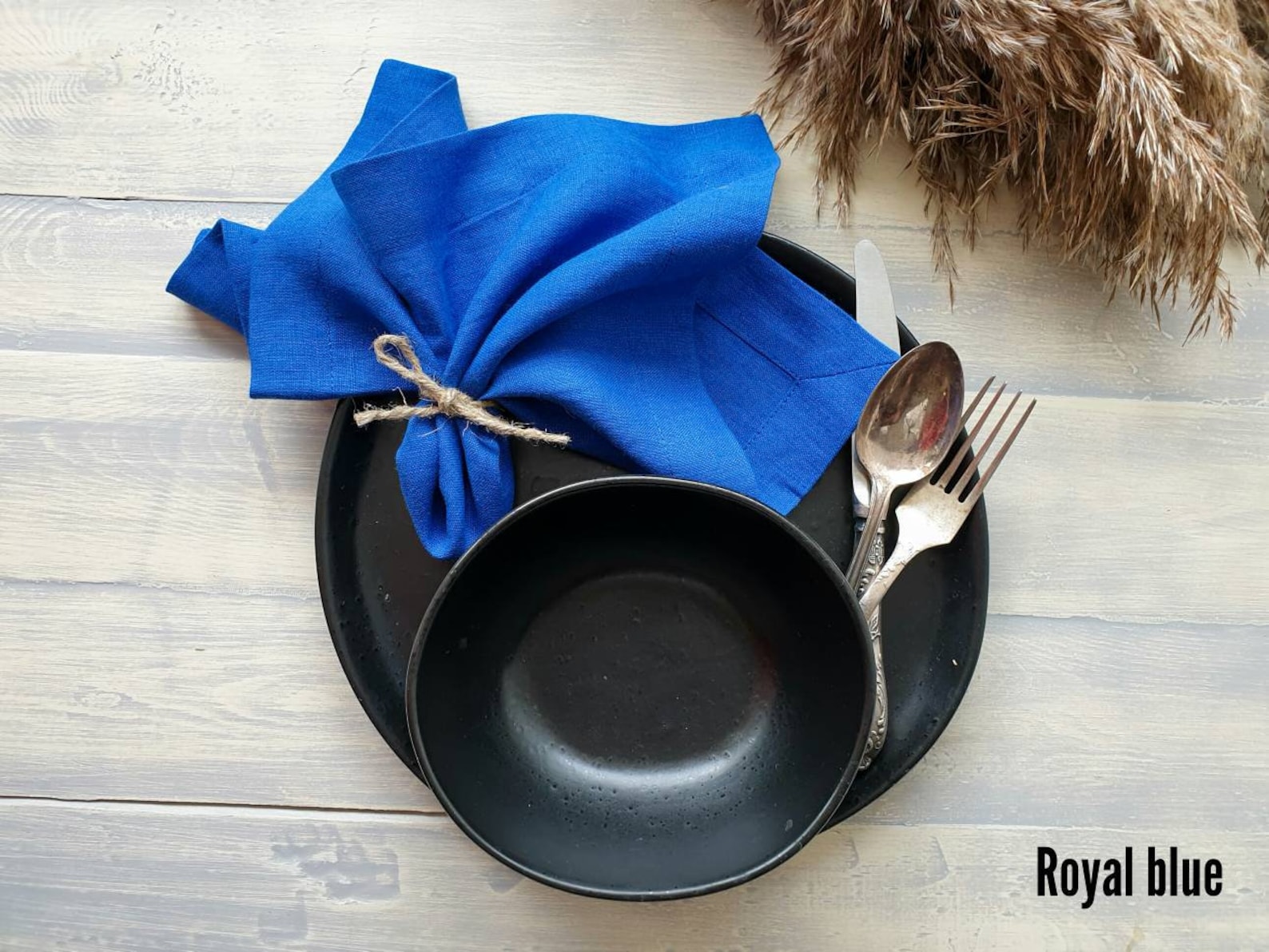 Blue Linen Napkins Set Classic Blue Denim Blue Melange Royal Etsy