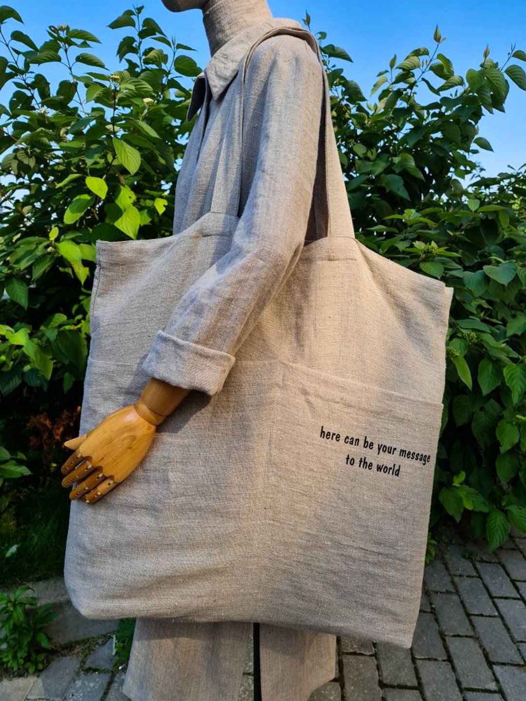 Borsa tote in lino personalizzata, shopping bag con preventivi