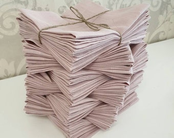 Dusty pink linen napkins set, many COLORS off white beige denim blue black red stonewashed dining napkins with wide edge mitered corners