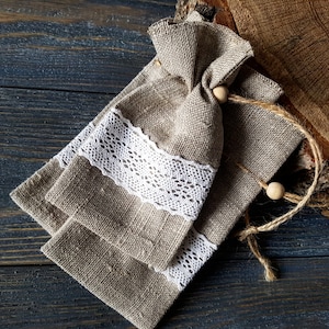 Set di 12 sacchetti rustici in lino naturale con lacci, sacchetto in juta con lacci, sacchetto in lino per bomboniere, sacchetti rustici, sacchetti rustici in lino con coulisse