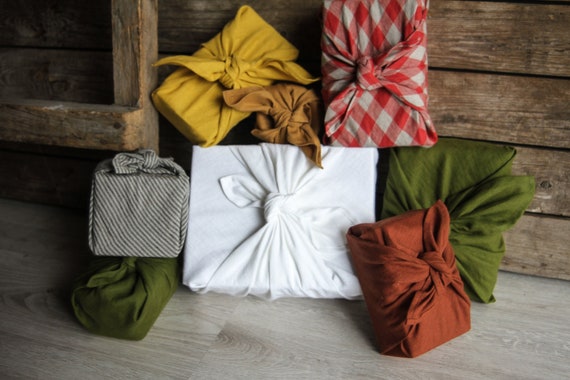 Linen furoshiki wrapping cloth, reusable gift wrap, eco-friendly furoshiki cloth set, sustainable gifts wrapping, furoshiki cloth