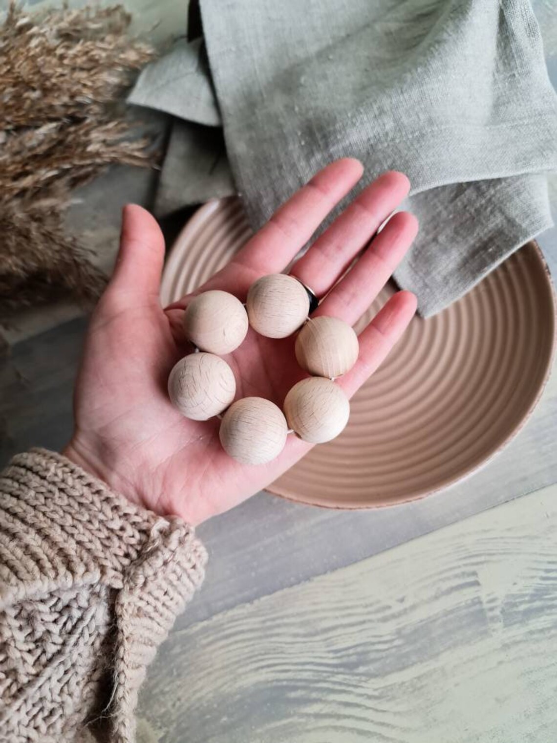 Wooden Napkin Rings Wooden Beads Napkin Ring Set of Wooden Etsy