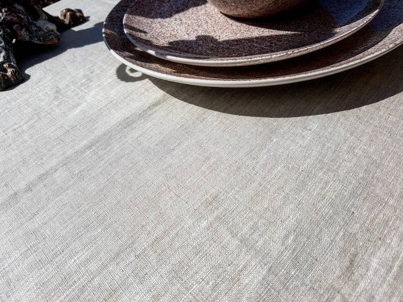 Green 100% Linen Tablecloth, Rustic Farmhouse Natural Linen Dining Table Cover, Custom Size, many colors to choose from image 10