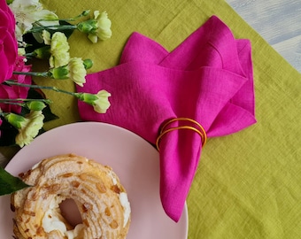 Pink linen napkins set - many COLORS red burgundy boysenberry dusty pink stonewashed dining napkins, fuchsia napkins, coral linen napkins