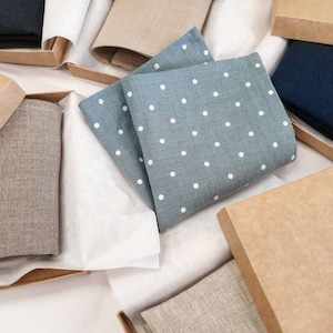 Pañuelo de lino natural, pañuelo de bolsillo de lino suave, blanco, vaquero, azul, negro, verde, lino, unisex, amarillo, rosa, coral, para hombre y mujer.