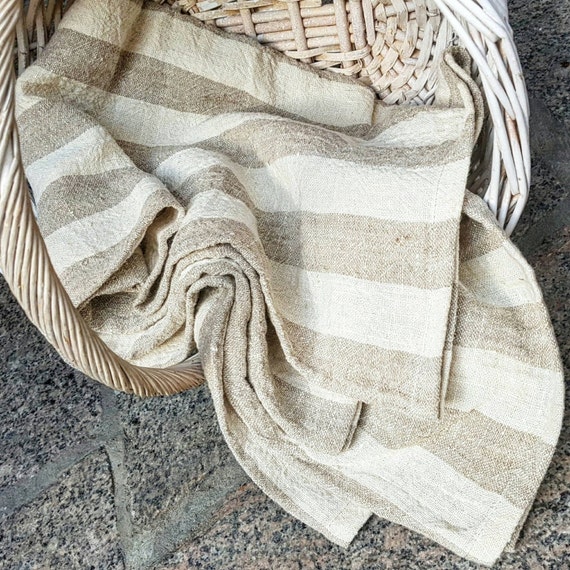 Striped Linen Towel, Softened Linen Bath Towel, Sauna Towel, Beach Sheet,  Bath Sheet, Large Bath Towel, Linen Beach Towel, Striped Towel 