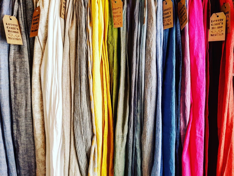 Bufanda de lino, bufanda larga de lino real, bufanda unisex de lino verde negro azul amarillo blanco, bufanda de lino óxido de coral rosa levander púrpura polvoriento imagen 6