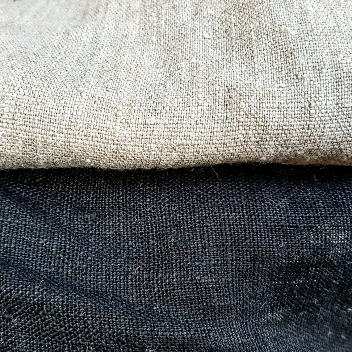 Rough Black Linen Fabric by the Meter Stonewashed Linen | Etsy