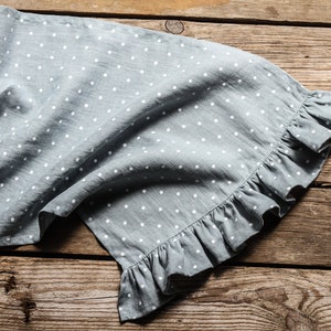 Linen table runner with ruffled edges, ruffled linen tablerunner, white blue green rust sand linen table runner with ruffles