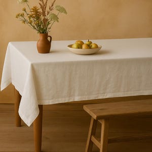 Green 100% Linen Tablecloth, Rustic Farmhouse Natural Linen Dining Table Cover, Custom Size, many colors to choose from image 6