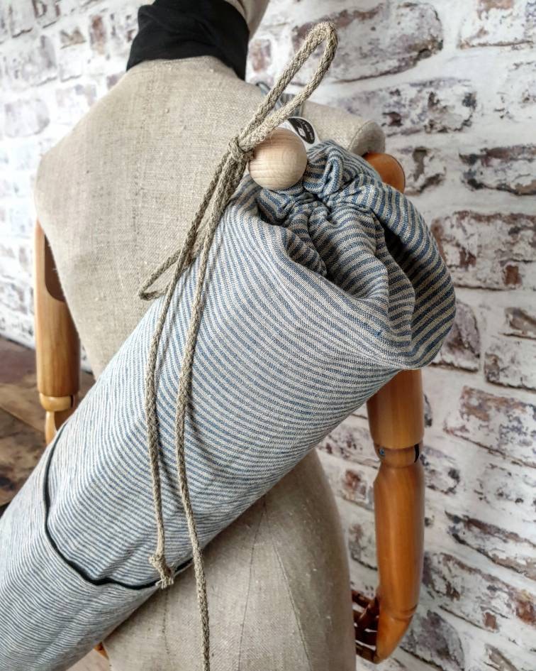 Linen Yoga Bag Striped Linen Yoga Mat Bag Stonewashed Big Etsy