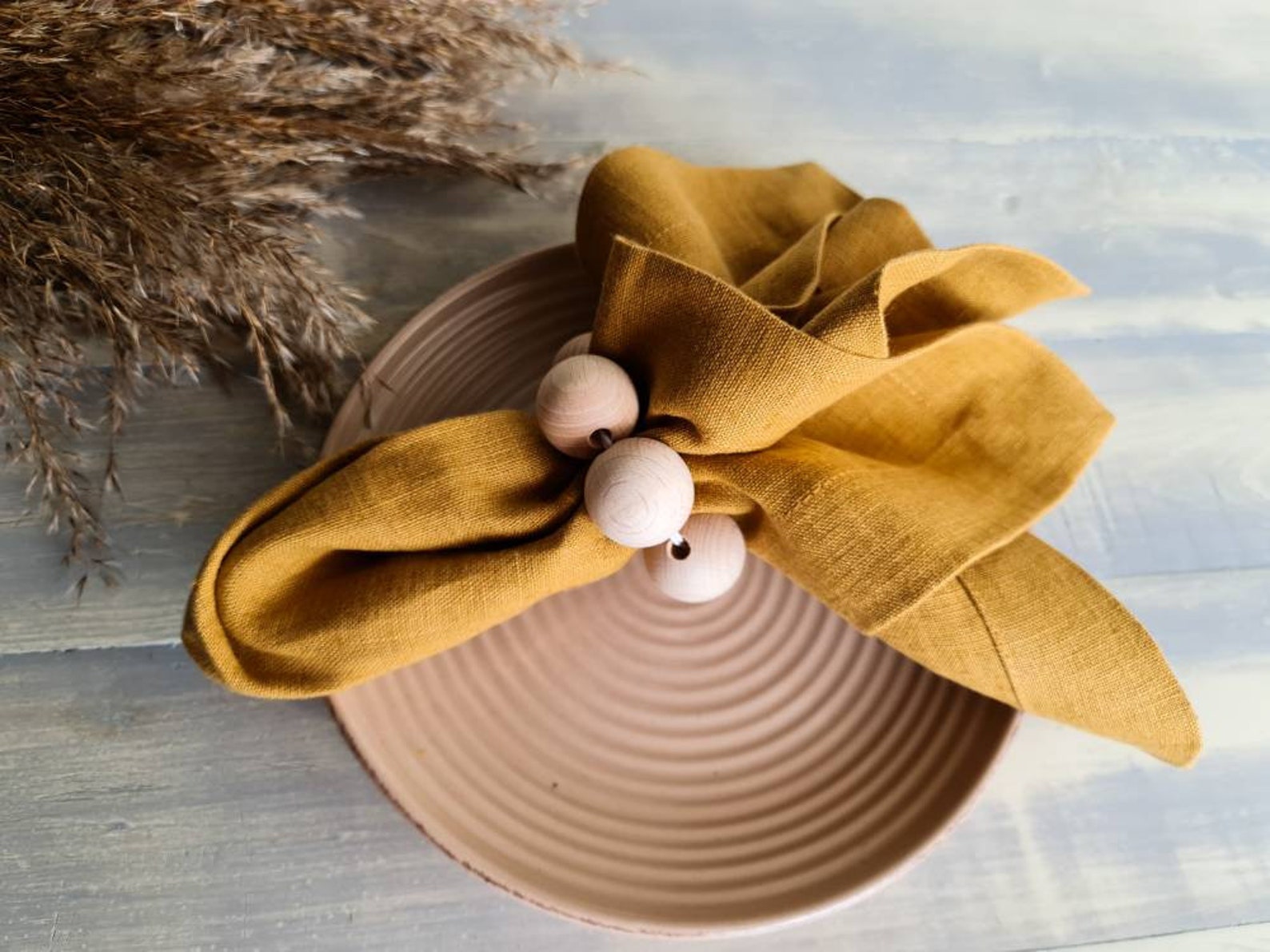 Wooden Napkin Rings Wooden Beads Napkin Ring Set of Wooden Etsy