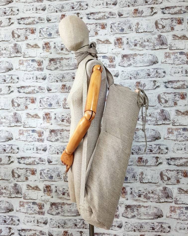 Linen Yoga Bag Natural Linen Yoga Mat Bag Big Pilates Bag Burlap Sport Bag Raw Linen Gym Bag Beach Bag Rustic Tote Bag With Pockets Etsy