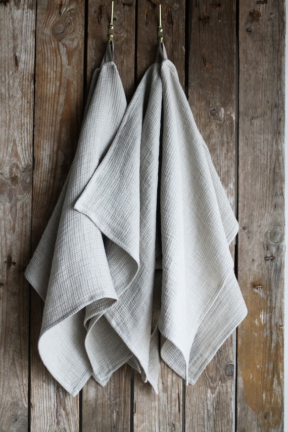 Checked Linen Kitchen Towel, Natural Washed Linen Tea Towels, Organic Beige  Blue Red White Linen Towel, Linen Vegan Towel, Linen Dishtowel 