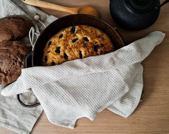 Waffel Leinen Küchentuch, gewaschenes Leinen Geschirrtuch, natürliches Leinentuch, Waffelmuster Handtuch, weiches Leinentuch, veganes Handtuch