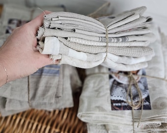 Natural linen remnants - different textures raw and rough textures linen scraps bundle, offcuts bundle, linen fabric swatches for quilting