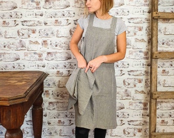 Grembiule Casa In Cotone Stile Giapponese - Senza Lacci, Grigio, 72x90cm, Morbido E Assorbente - Foto 2