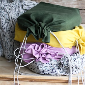 Linen laundry bag, large custom color linen laundry bag, dusty pink lingerie bag, reusable storage bag with handmade cord, laundry hamper image 3