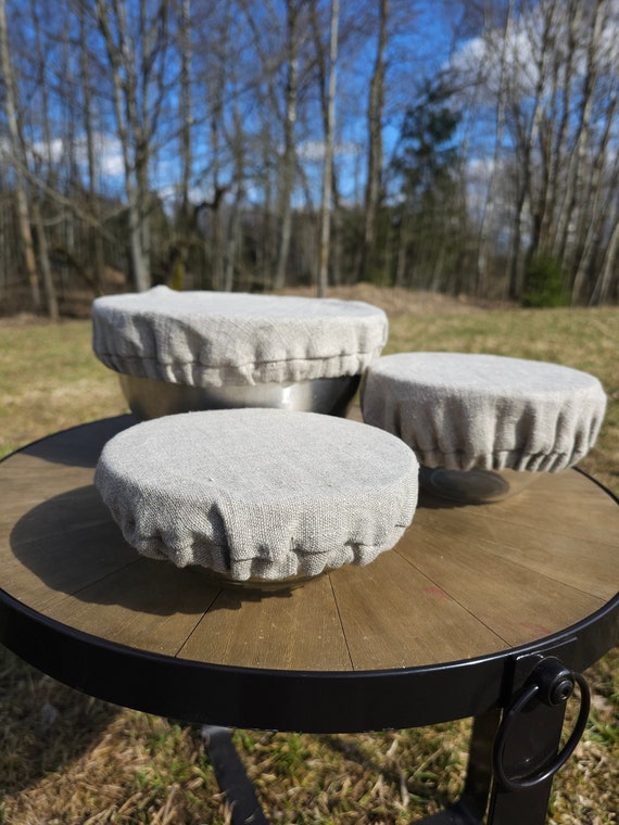 Raw Linen Reusable Bowl Covers Set