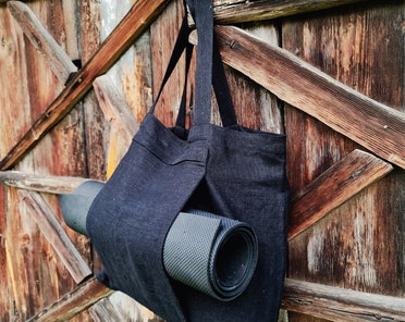 Grand Sac à Tapis De Yoga En Coton - Unisexe, Avec 2 Poches - Tapis Non Inclus