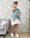 Linen breastfeeding cover, linen nursing cover up, linen baby stroller cover, linen nursing scarf, adjustable linen nursing apron product logo