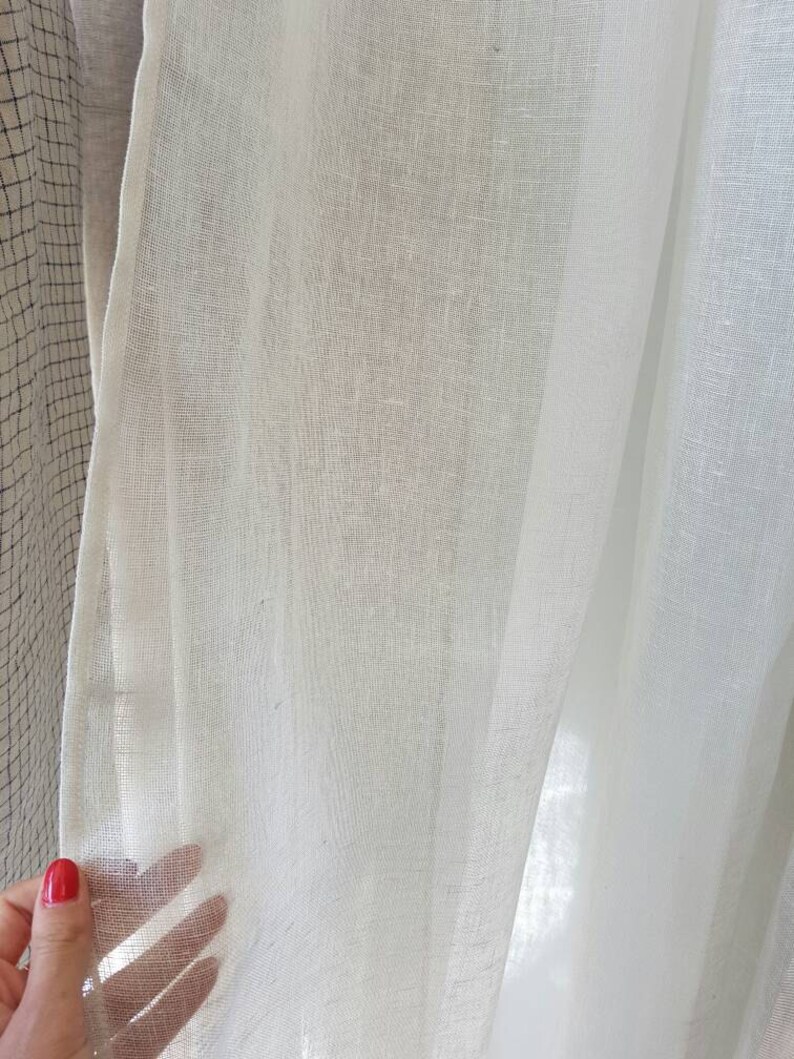 Sheer Linen Fabric by the Meter Linen for Curtains Vintage Etsy