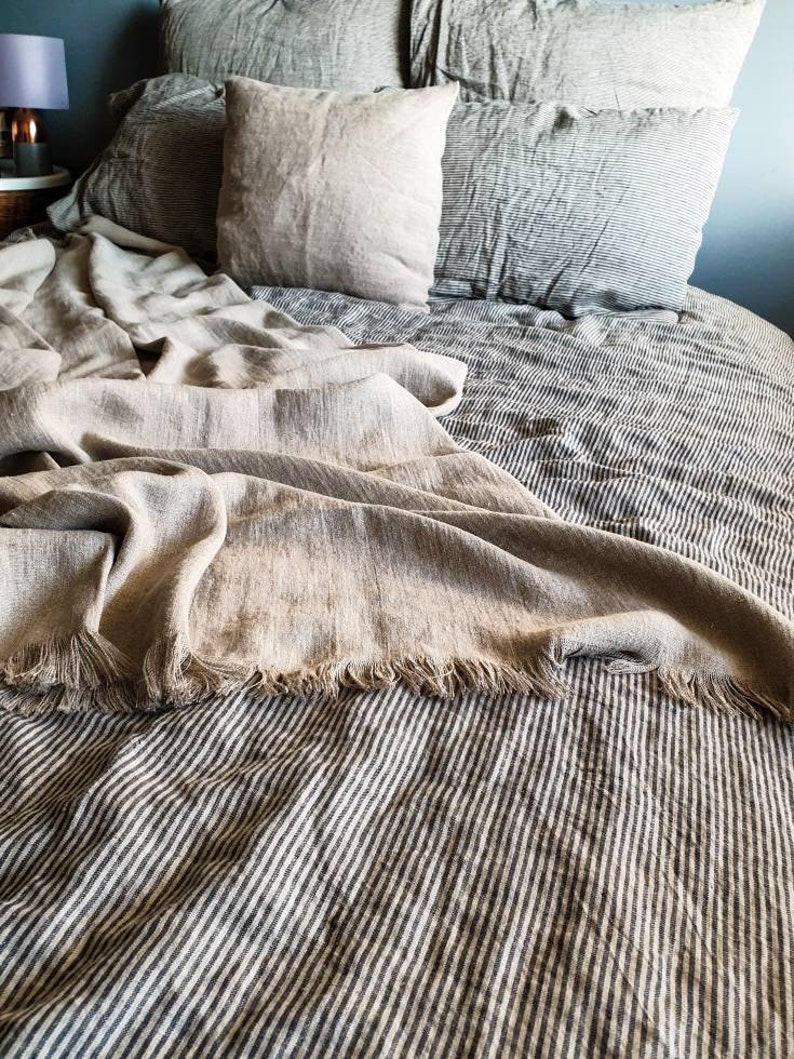 Rough Linen Blanket Softened Rustic Linen Blanket Undyed Etsy