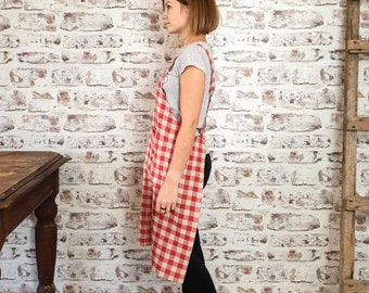 Cross Back Linen Apron, Japanese Style Linen Apron, No Ties Washed