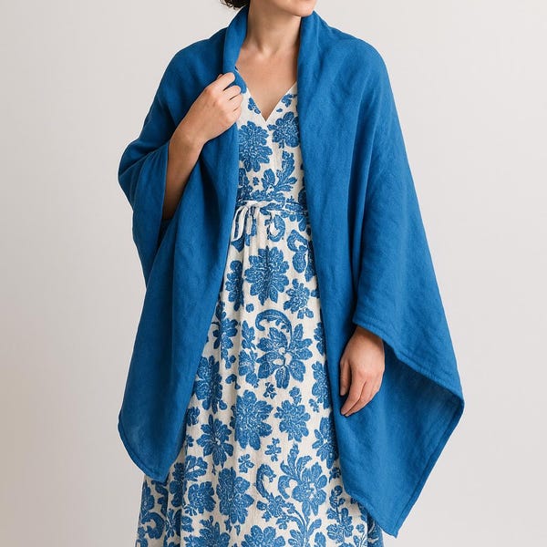 Wide linen scarf, custom color long white blue black green linen unisex scarf, yellow pink red beige coral oversized linen shawl