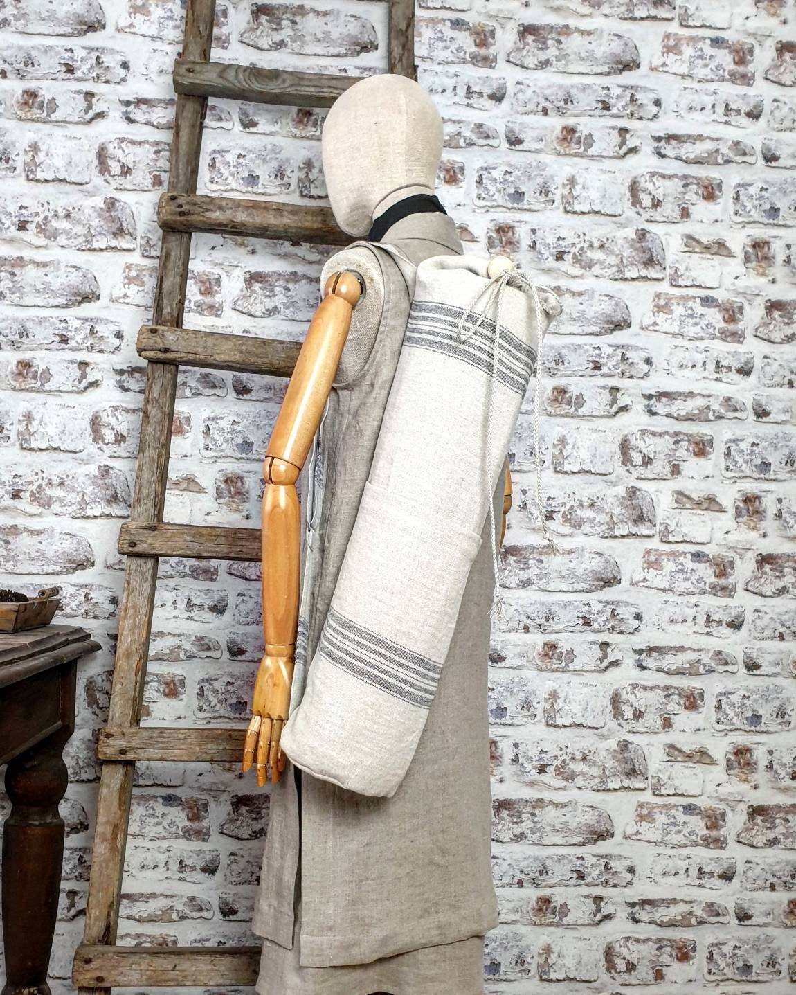 Linen Yoga Bag Burlap Linen Yoga Mat Bag Big Pilates Bag Etsy