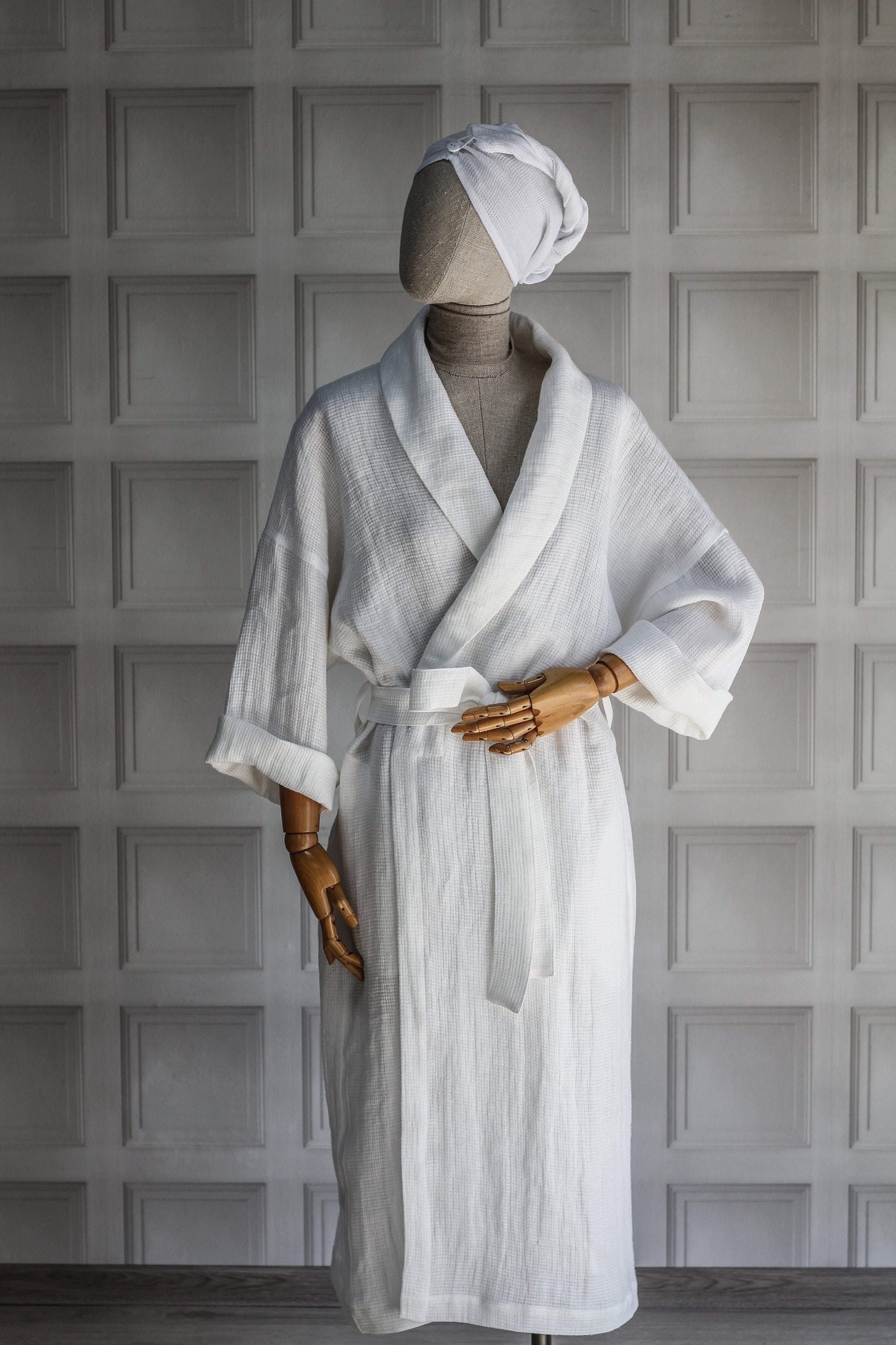 natuurlijk linnen Kimono badjas met riem Natuurlijk linnen badjas Kleding Dameskleding Pyjamas & Badjassen Jurken 