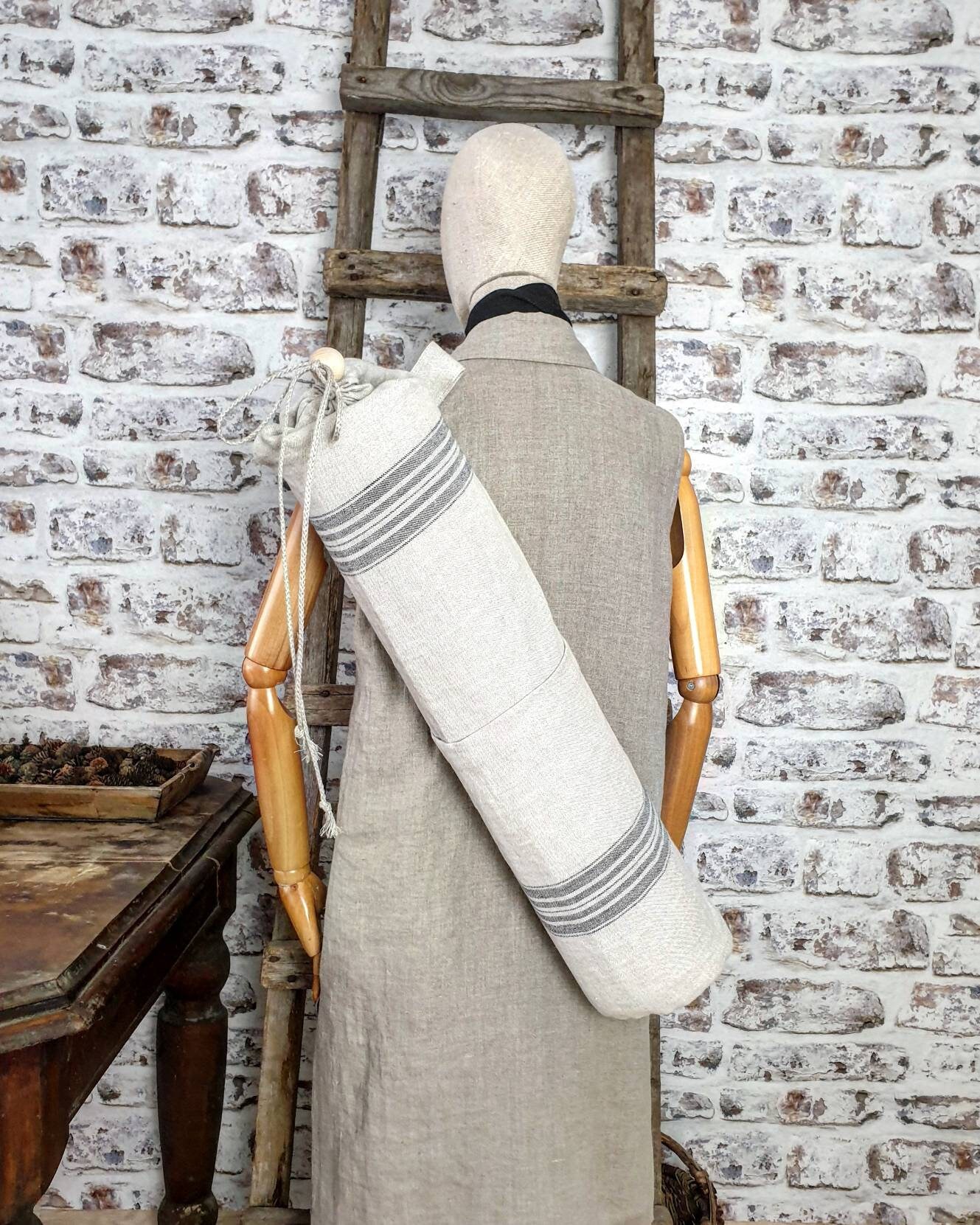 Linen Yoga Bag Burlap Linen Yoga Mat Bag Big Pilates Bag Etsy