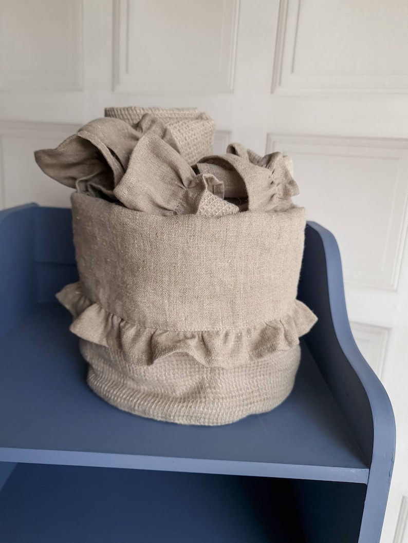 Waffle Linen Bath Towel With Ruffles Ruffled Sauna Towel Etsy