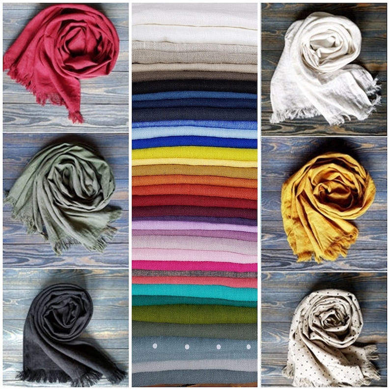coral linen scarf