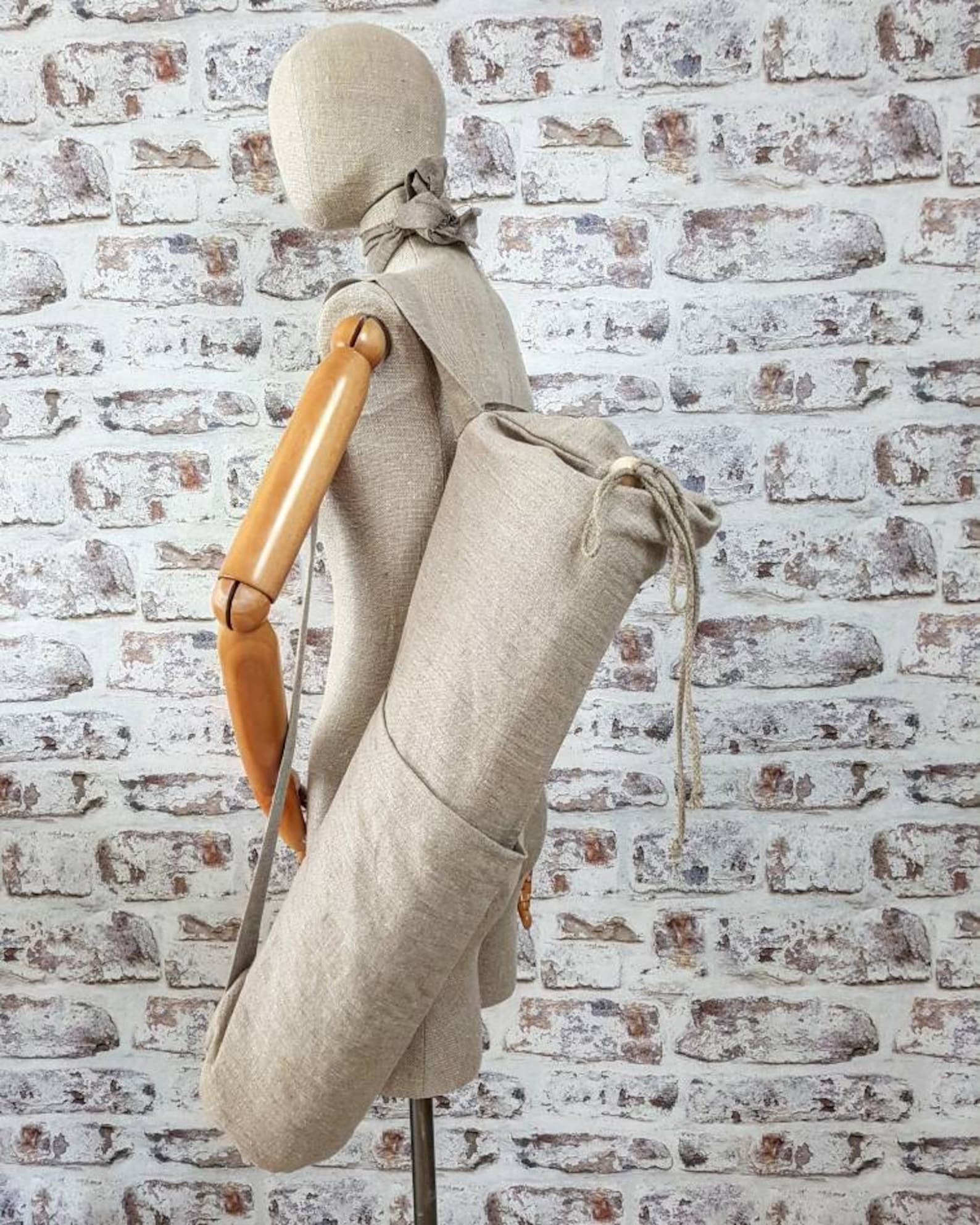 Linen Yoga Bag Natural Linen Yoga Mat Bag Big Pilates Bag Etsy