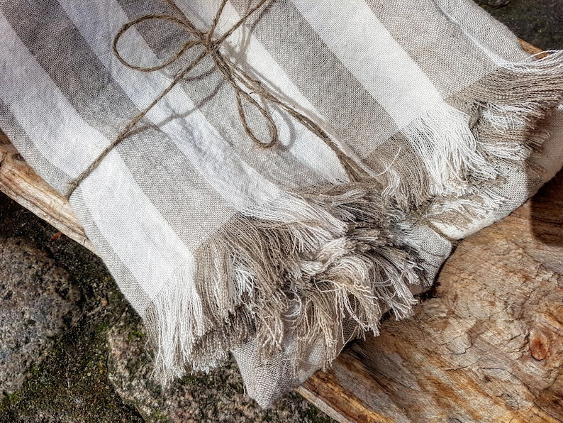 Striped Linen Blanket Stonewashed Linen Blanket Linen Throw Etsy