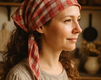 Zwarte linnen bandana, linnen hoofddoek in aangepaste kleur, natuurlijke linnen driehoeksjaal, mosterdroze geel blauw witte gingangrode zomerhaaromslag
