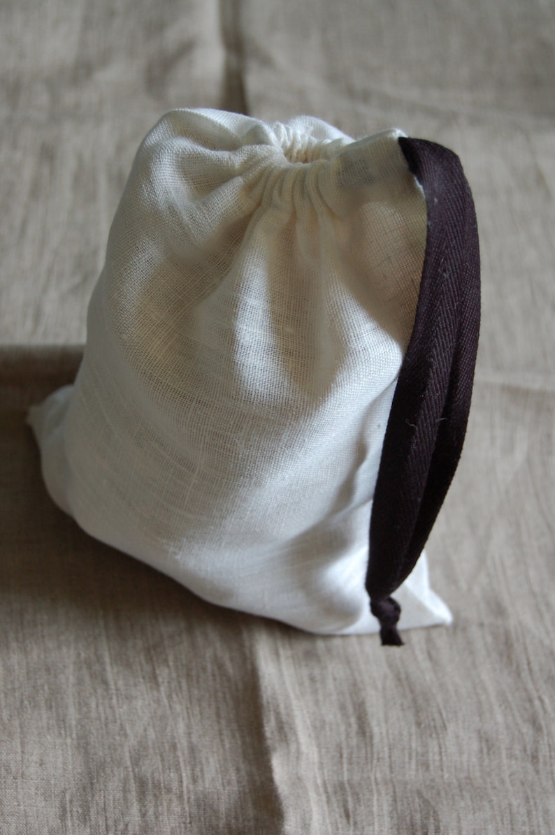 Linen storage bag organic food storage organic bread bag raw flax bag raw linen bag organic linen bread bag with black cotton ribbon