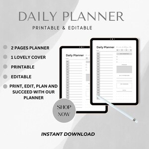 Work From Home Planner, Personal Daily Planner, Productivity Planner, Daily Hourly Planner, Instant Download, A5/A4/Letter/Half Letter